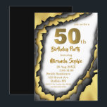 Black and Gold Agate 50th Birthday Invitations<br><div class="desc">Vous aimerez cette texture d'agate noir et or. Idéal pour une fête du 50e anniversaire !</div>