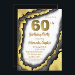 Black and Gold Agate 60th Birthday Invitations<br><div class="desc">Vous aimerez cette texture d'agate noir et or. Idéal pour une fête du 60e anniversaire !</div>