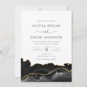 Black and Gold Agate Photo Wedding Kaart (Voorkant)