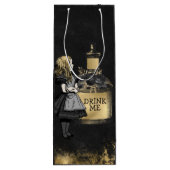 Black and Gold Alice drink me Wijn Cadeautas (Achterkant)