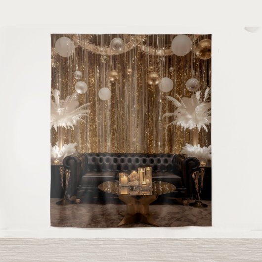 Black and Gold Art Deco Back Drop Great Gatsby Wandkleed (Voorkant)