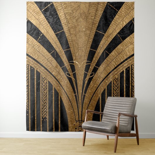 Black and Gold Art Deco Backdrop Wandkleed (In situ)