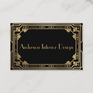 Black and Gold Art Deco Business Card Visitekaartje