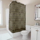Black and Gold Art Deco Gatsby Pattern Douchegordijn (In situ)