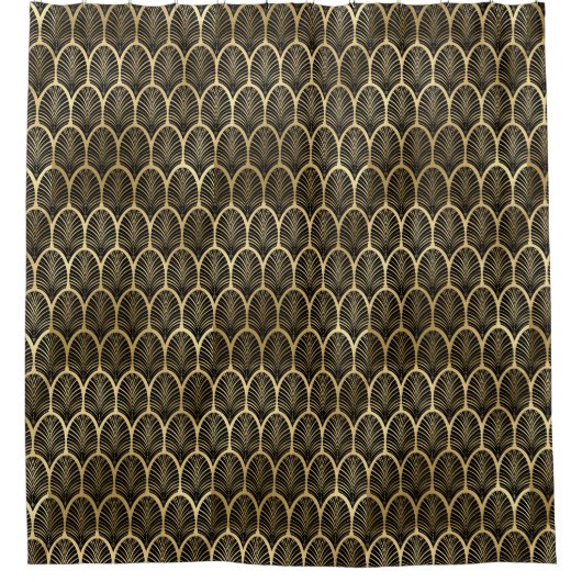 Black and Gold Art Deco Gatsby Pattern Douchegordijn (Voorkant)