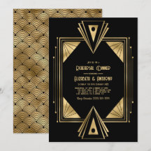 Black and Gold Art Deco Gold Rehearsal Dinner