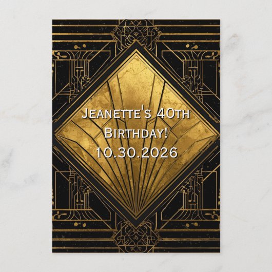 Black and Gold Art Deco Invitation (Devant)