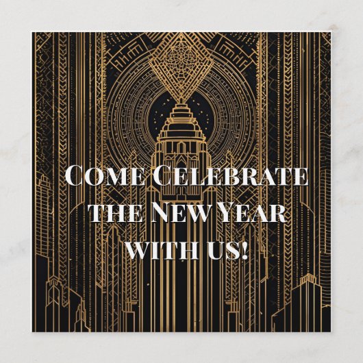 Black and Gold Art Deco Invitation (Devant)