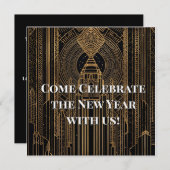 Black and Gold Art Deco Invitation (Devant / Derrière)