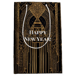 Black and Gold Art Deco Medium Cadeauzakje