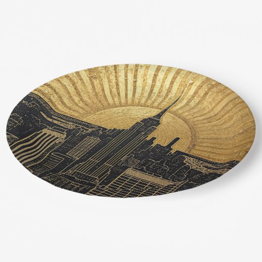 Black and Gold Art Deco Paper Napkins Papieren Bordje (Gekanteld)