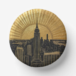 Black and Gold Art Deco Paper Plates Papieren Kommen
