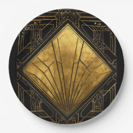 Black and Gold Art Deco  Papieren Bordje