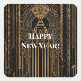 Black and Gold Art Deco  Vierkante Sticker