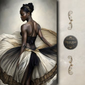 Black and Gold Ballerina in Flowing Tulle Decoupag Tissuepapier