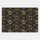 Black and Gold Baubles en Snowflakes kerst Inpakpapier Vel (Voorkant 3)