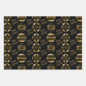 Black and Gold Baubles en Snowflakes kerst Inpakpapier Vel (Voorkant 2)