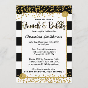 Black and Gold Brunch en Bubbly Uitnodigingen