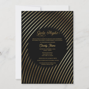 Black and Gold Charity Gala Nachtuitnodiging Kaart
