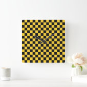 Black and gold checkerboard pattern vierkante klok (Huis)