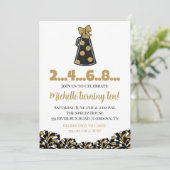 Black and Gold Cheer Verjaardag Uitnodiging (Staand voorkant)