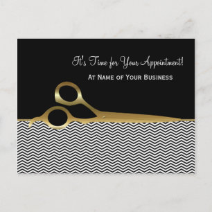Black and Gold Chevron Salon Afspraak Herinnering Briefkaart