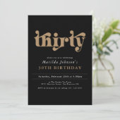 Black and Gold Chic 30th Birthday Party Invitation (Debout devant)