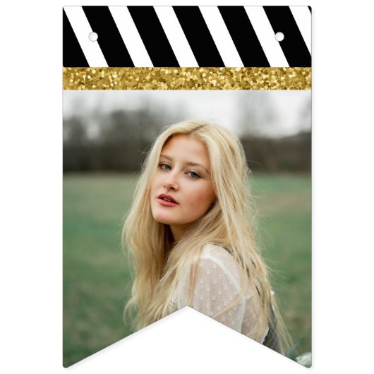 Black and Gold Class of 2023 Photo Afstuderen Bunt Vlaggetjes (Eerste vlag)