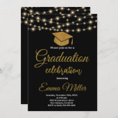 Black and Gold College Afstuderen Kaart (Voorkant / Achterkant)