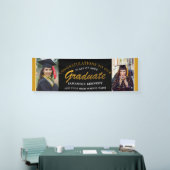 Black and Gold Congrats Afstudeerder twee foto-Afs Spandoek (Beurs)