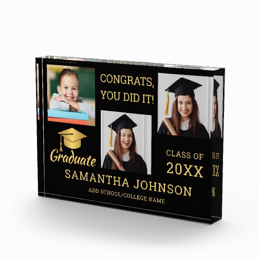 Black And Gold Congrats Grad 2025 3 Image Collage Fotoblokken (Rechts)