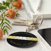 Black and Gold Custom Key Ring Wedding Favor Sleutelhanger (Zijkant)