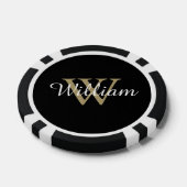 Black and Gold Custom Monogram Name and Initial Poker Chips (Enkel)