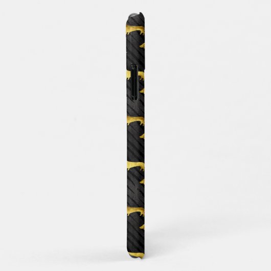 Black and Gold Dachshund Pattern iPhone Case (Achterkant/rechts)