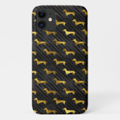 Black and Gold Dachshund Pattern iPhone Case (Achterkant)