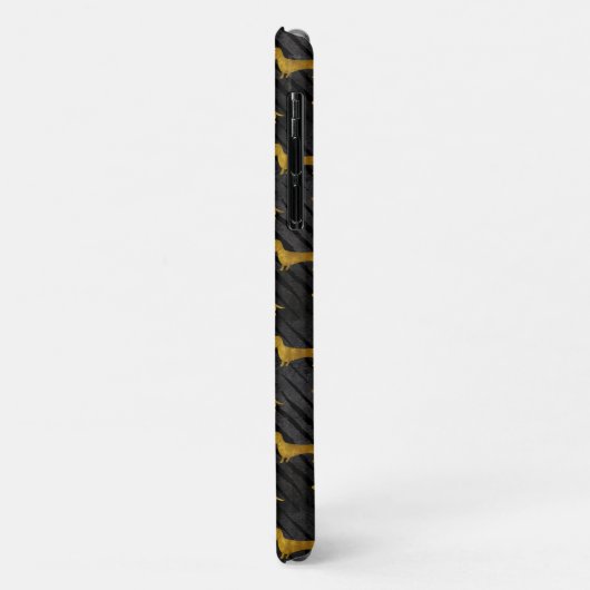 Black and Gold Dachshund Pattern iPhone Case (Achterkant/links)