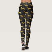 Black and Gold Dachshund Pattern Leggings (Achterkant)