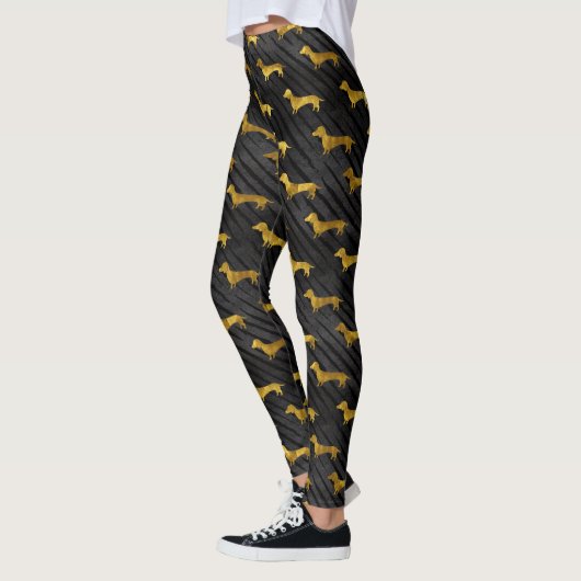 Black and Gold Dachshund Pattern Leggings (Links)