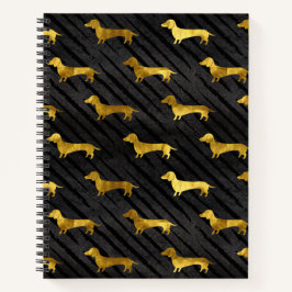 Black and Gold Dachshund Pattern Notitieboek