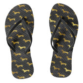 Black and Gold Dachshund Pattern Teenslippers (Voetbed)