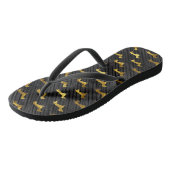 Black and Gold Dachshund Pattern Teenslippers (Schuin)