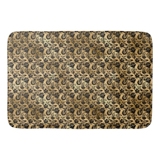 Black and Gold Damask Patroon Badmat (Voorkant)