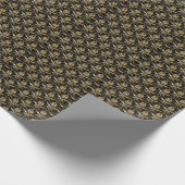 Black and Gold Damask Patroon Cadeaupapier (Hoek)