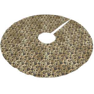 Black and Gold Damask Patroon Kerstboom Rok