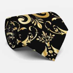 Black and Gold Damask Pattern-Stropdas Stropdas
