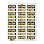 Black and Gold Damask Swirls Weddenlabel Etiket (Full Sheet)