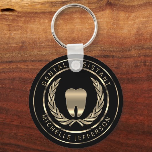 Black and Gold Dental Assistant Sleutelhanger (Achterkant)