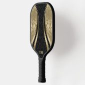 Black and Gold Dynamic Stripes Damasks Pickleball Paddle (Links)