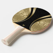 Black and Gold Dynamic Stripes Damasks Tafeltennisbatje (Voorkant Gekanteld)