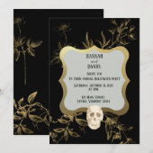 Black and Gold Elegant Halloween Party Kaart (Voorkant / Achterkant)